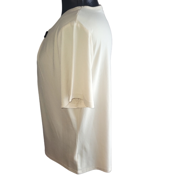 Tradition Cream Colored Short Sleeve Top With Bead Detailed Neckline XL - Picture 5 of 7